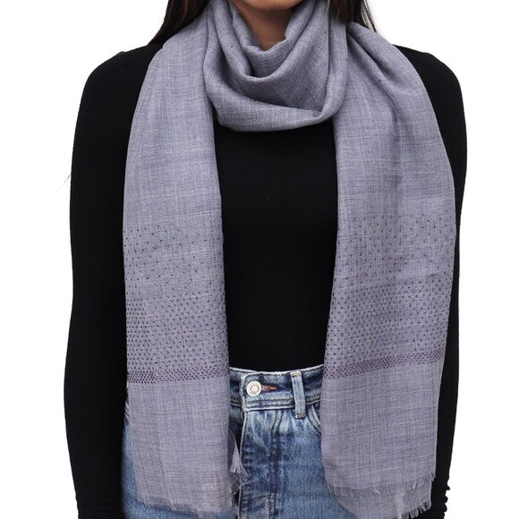 Crystal Embedded Pastel Colour Woolen Silk Scarves - Picture 2 of 16